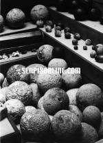 ID 1067 MARY ROSE - Cannonballs salvaged from the wreck of King Henry VIII's doomed flagship Mary Rose, Portsmouth, England.